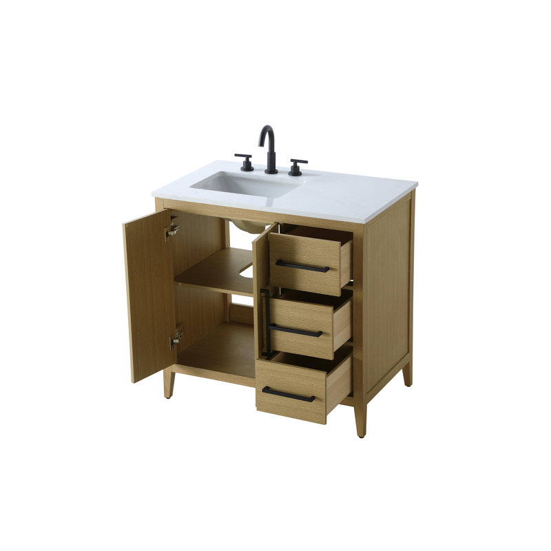 Meuble-lavabo simple 36 po, Brun miel