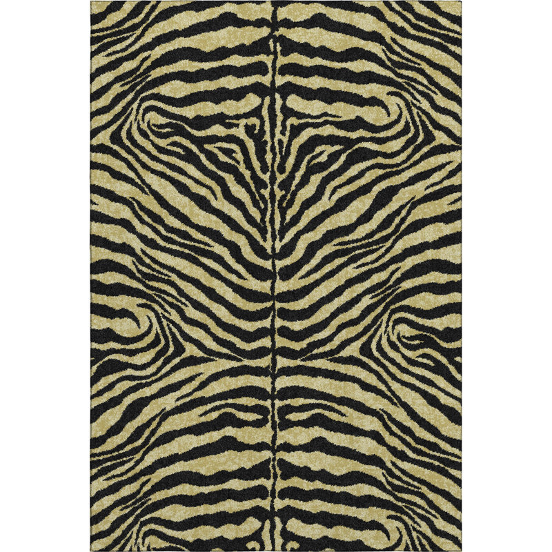 Premium Machine Washable Kishonna AMF42 Gilded Rug, Rectangle 5' x 7'6"