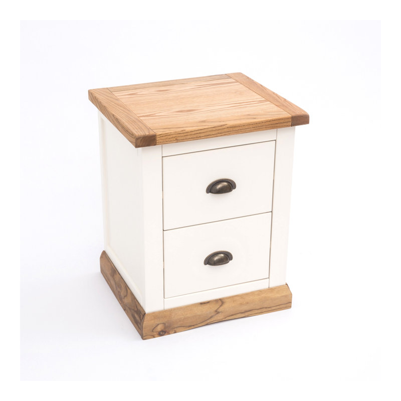45 cm W Bedside Table, Waxed Oak