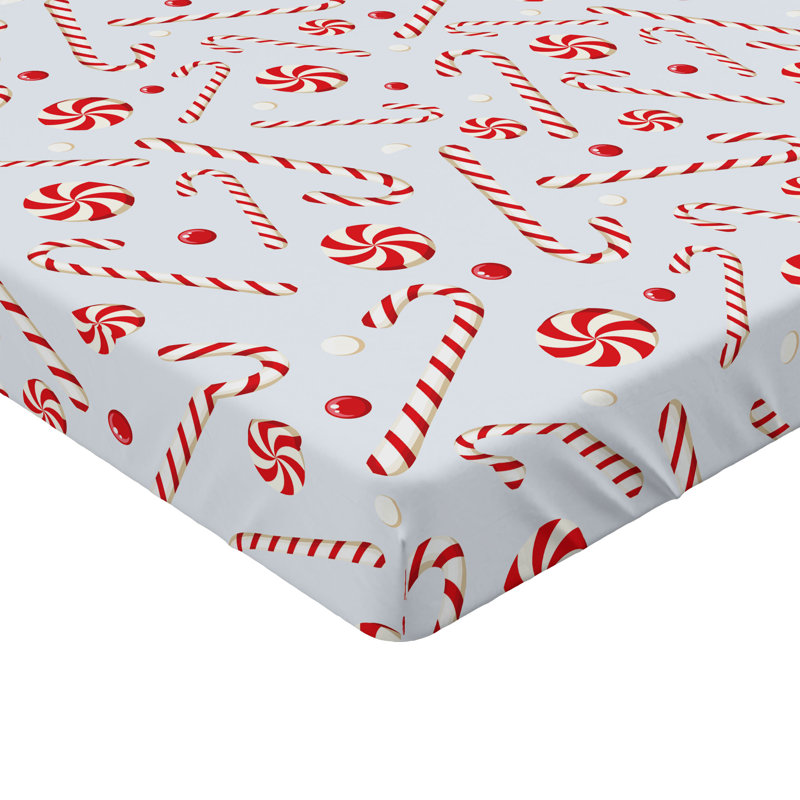 Ambesonne Candy Cane Fitted Sheet 2-Pack Holiday Food Red White Coconut, Full Fitted Sheet
