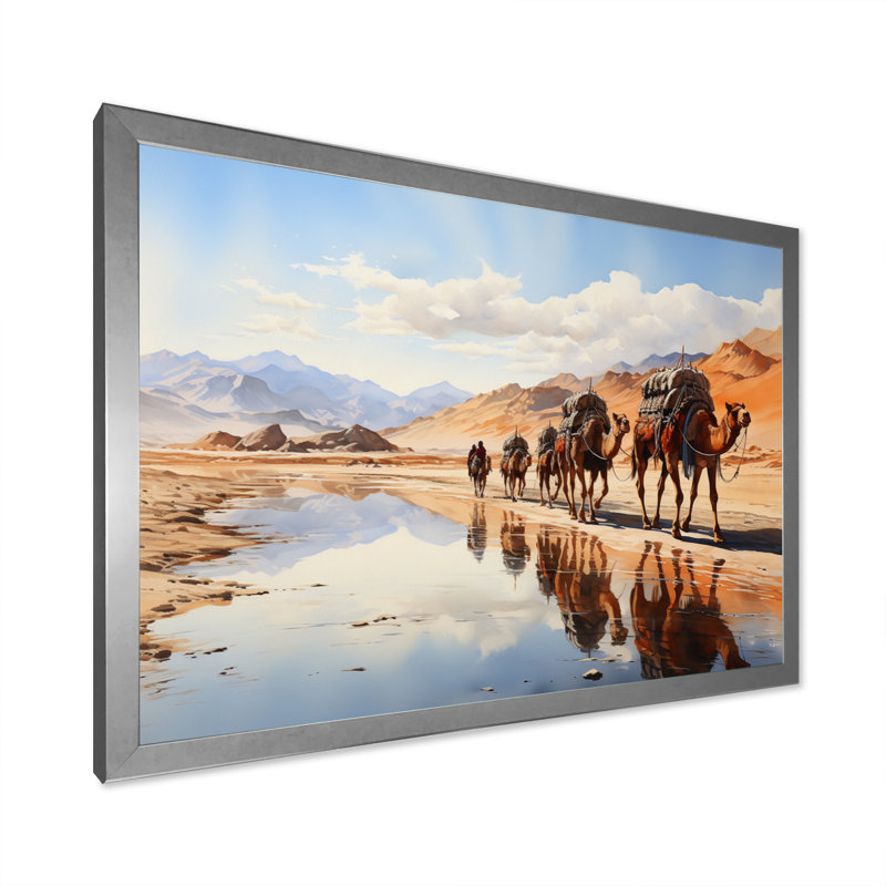 Asian Art Silk Road, reproduction d'art sur toile encadrée, H 34 po x l 44 po x P 1,5 po, Cadre photo argenté