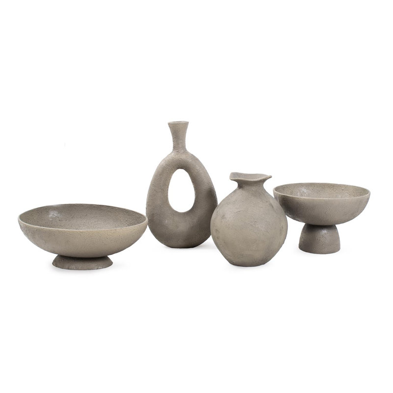 Textured Blanton Taupe Rounde Vase