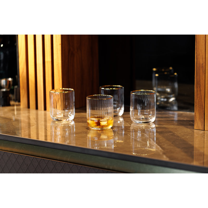 Mikasa Sorrento Ridged Crystal Tumbler Glasses, 400ml