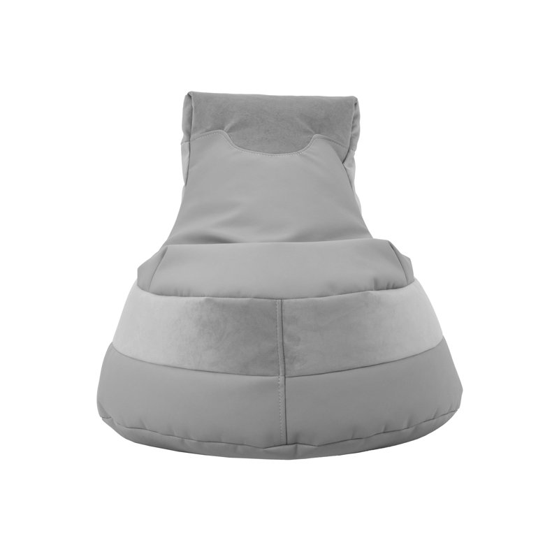SoftScape Two-Textured Trendy Bean Bag, 2-Piece - Sterl inchg, Gray Faux Leather