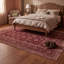 Tapis Olive2 traditionnel surteint uni bordeaux, cuivre, vert, crème et rose, lavable à la machine, antidérapant, à poils courts, pour l'intérieur et l'extérieur, adapté aux animaux domestiques, idéal pour le salon, la chambre, la salle à manger, l'entrée, le couloir ou le bureau.-1695897374