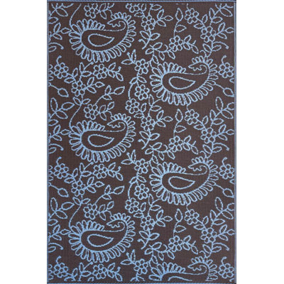 5' X 8' Paisley Outdoor Mat, Periwinkle/Brown