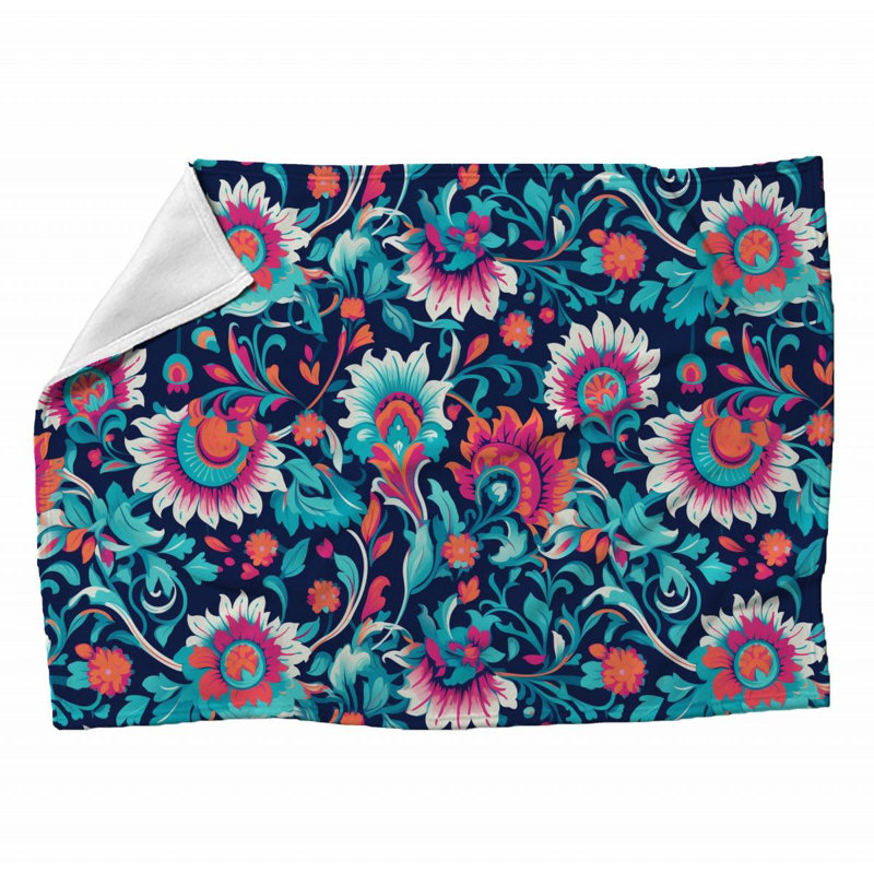 Machine Printed Throw Blanket, Twin, Abstract, Navy/Blue