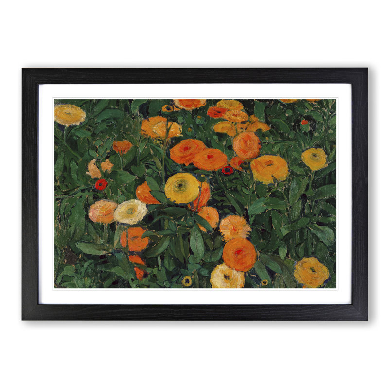 Marigolds by Koloman Moser - Picture Frame Painting, Black Framed, 27cm H x 36cm W x 2cm D