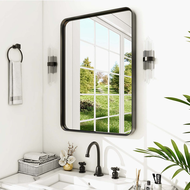 Miroir mural Aubriona, 32 po x 22 po, Noir, noir, noir, noir