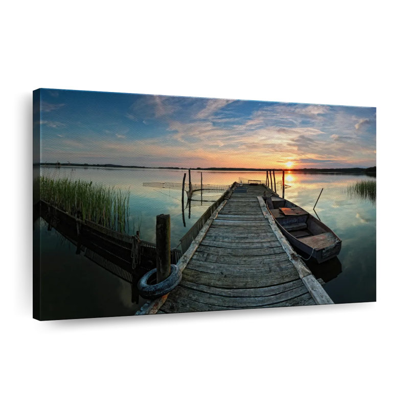 Pêche sur toile, H 30 po x l 45 po x P 1,25 po