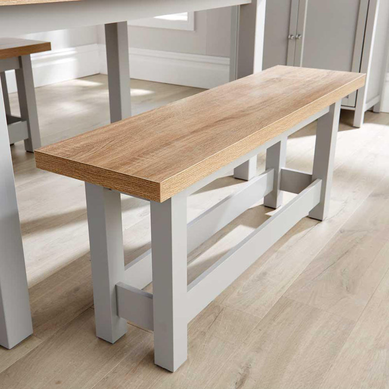 Calev 4 Person Grey Dining Table and Bench Set
