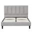 Lit plateforme grand avec meubles de chambre à coucher, cadre de lit tapissier en tissu avec tête de lit capitonnée-415675127