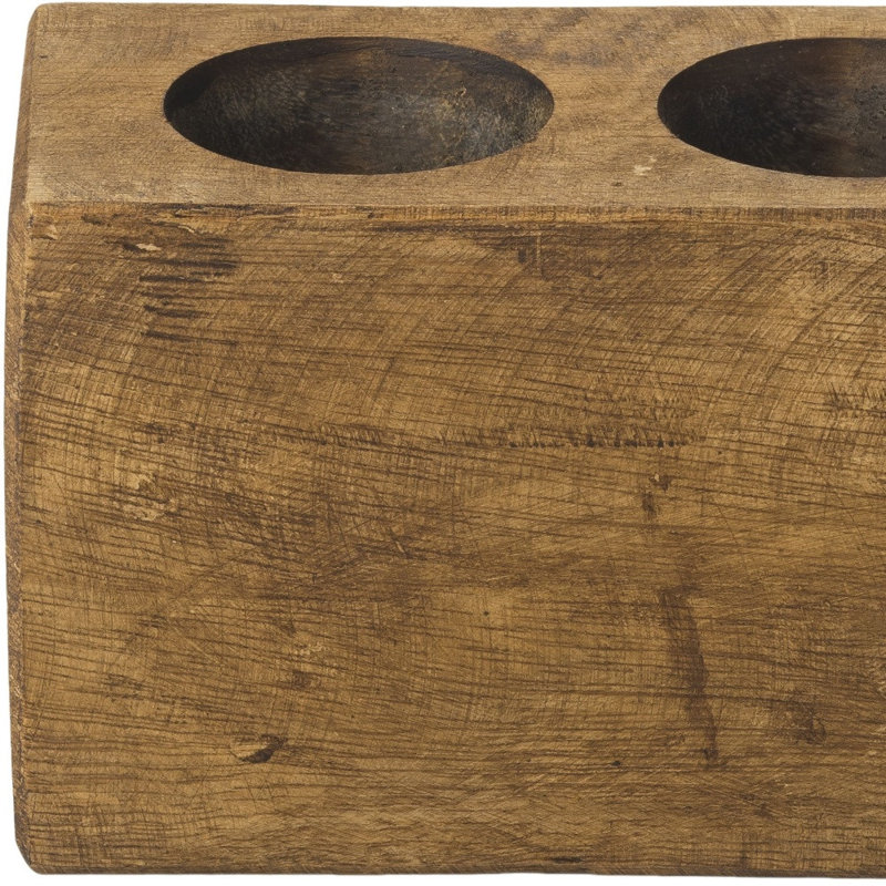 Porte-bougie 2 trous, porte-bougie en bois pour centre de table
