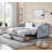 Twin - Size Upholstered Extendable Daybed with Trundle & 2 Drawers - Flat - Arm - Pocket Design, for Bedroom/Living Room-1781645309