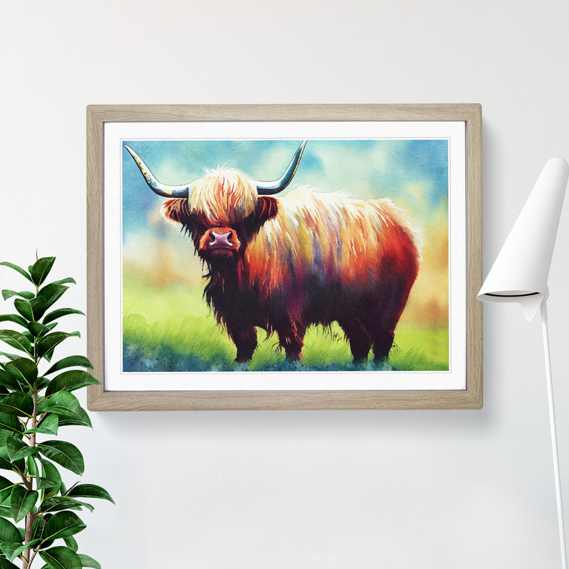 Highland Cow Vol.1 - Framed Print, 25cm H x 34cm W x 2cm D, Oak