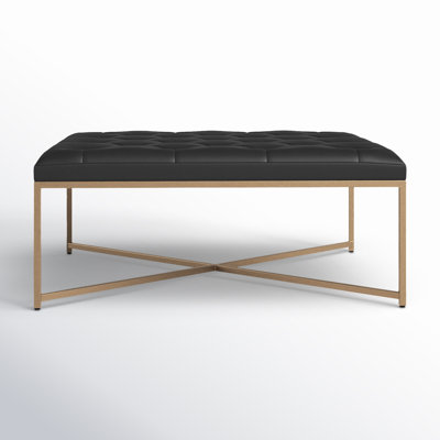 Osa Leather Ottoman - Black