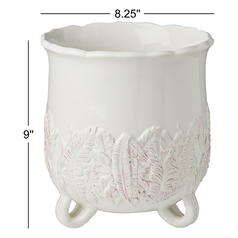 Vase de table en céramique blanc 9 po