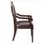 Chaise de bureau formelle avec accoudoirs en similicuir brun foncé et garniture cloutée