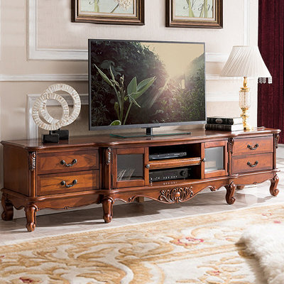 American Retro Carved Storage TV Stand