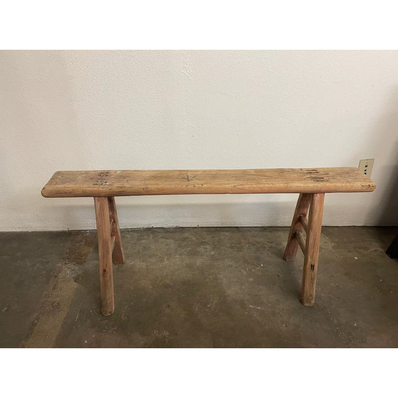Banc en bois massif Haneef, Brun, H 20 po x l 60 po x P 7 po