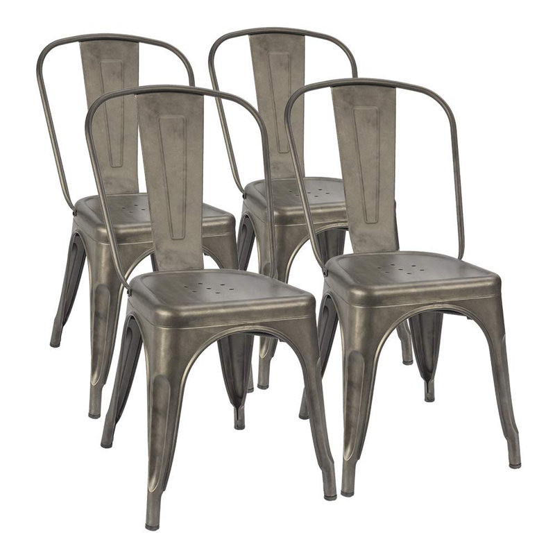 Lilian 18.1'' H Metal Stacking Side Chair, Gun