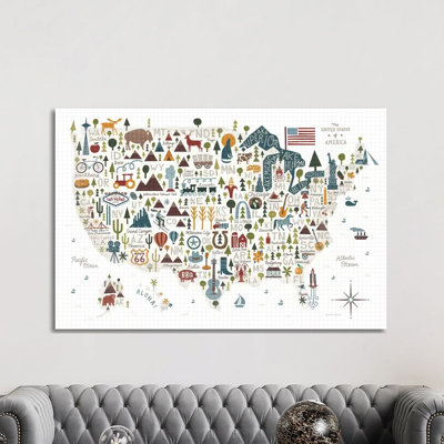 Illustrated USA Warm by Michael Mullan - Print on Canvas