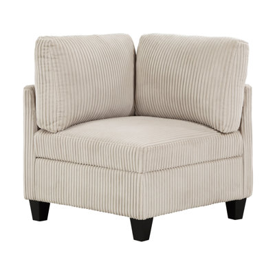 Sectional With 7 , Beige Corduroy And Under Seat Storage Drawers Charging Facilities