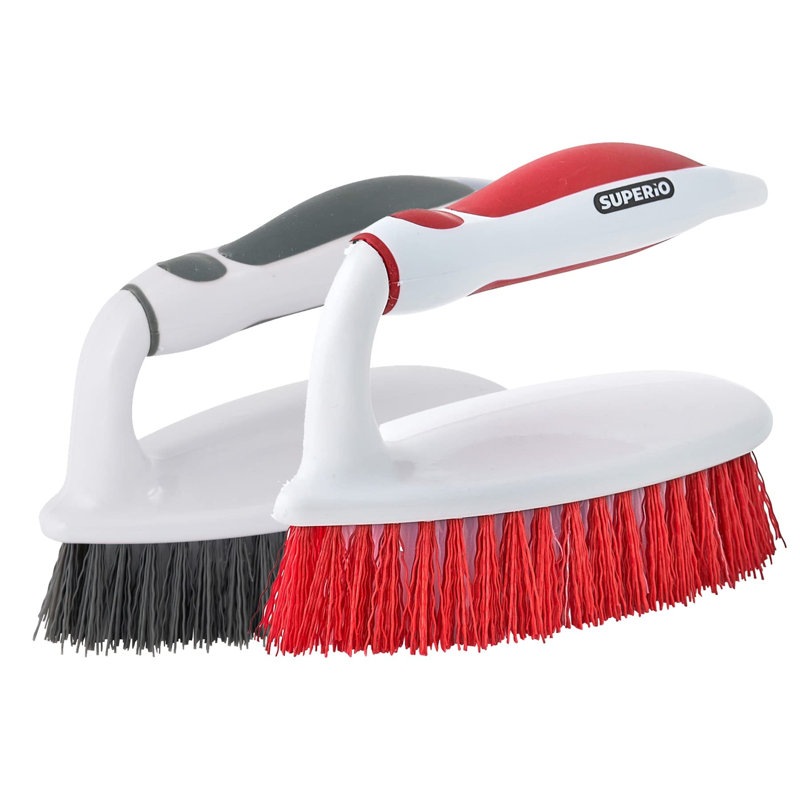 Brosse à récurer Superio avec poils rigides et poignée à prise confortable Superio, lot de 2 brosses de nettoyage robustes pour la cuisine, la salle de bain, la douche, le lavabo et la toilette