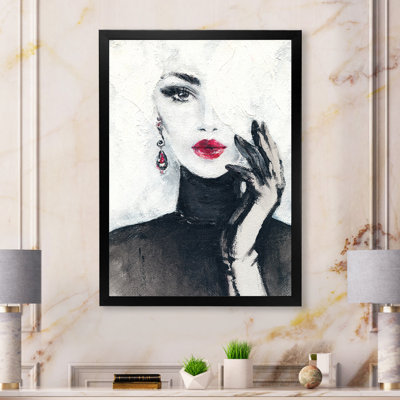 White Black Fashion Woman Portrait II " White Black Fashion Woman Portrait II " Painting Print