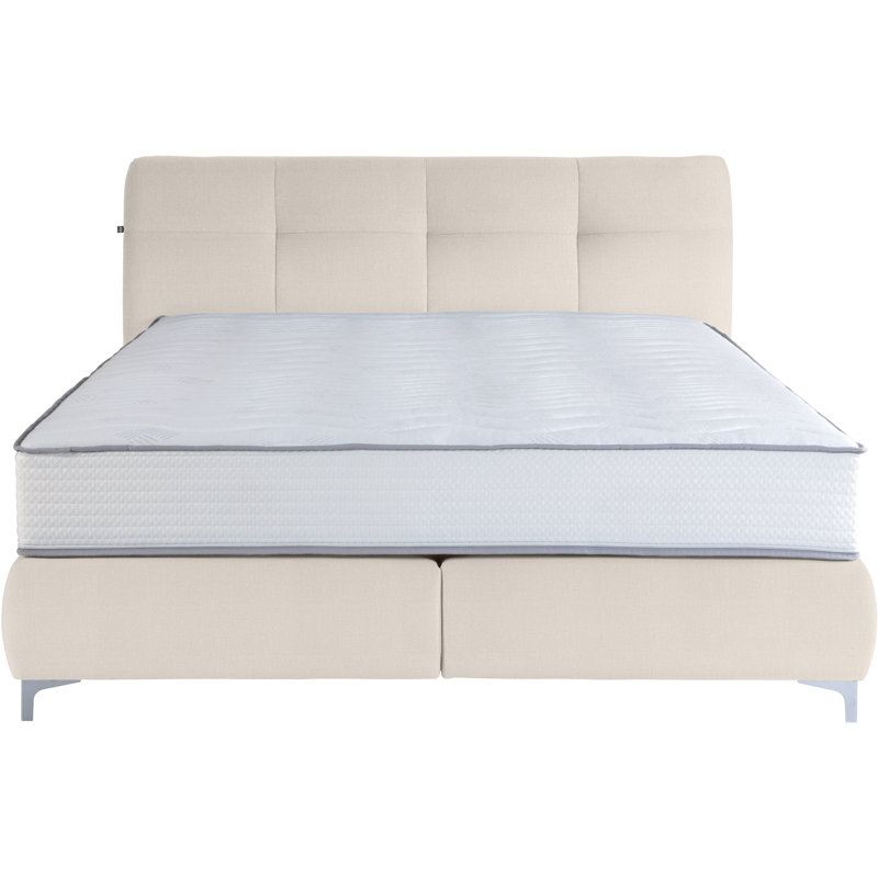 Boxspring Bed Vicky, White/Beige, European Kingsize (160 x 200cm), H2/H3