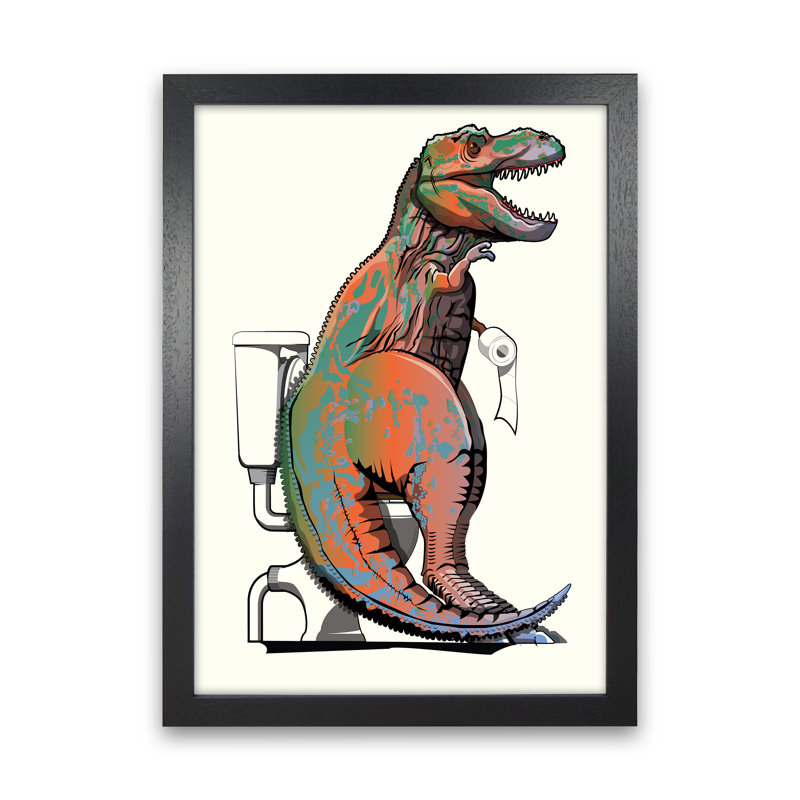 Trex Toilet Bathroom - Print, 84cm H x 60cm W x 3cm D, Black Framed