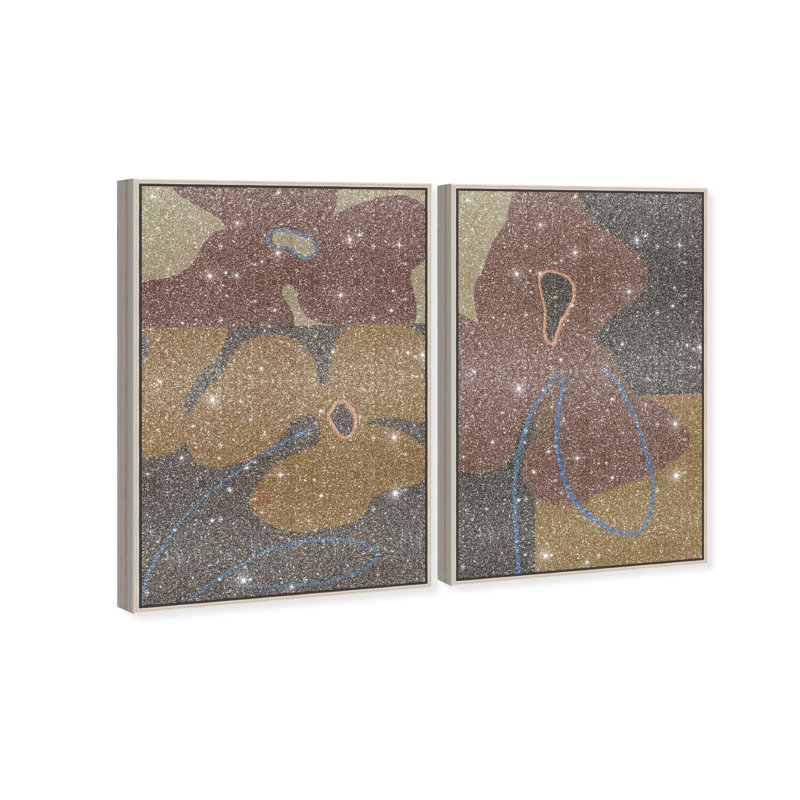 Moody Flowers Set Set by Oliver Gal, 46" H x 31" W, Silver Floater Frame