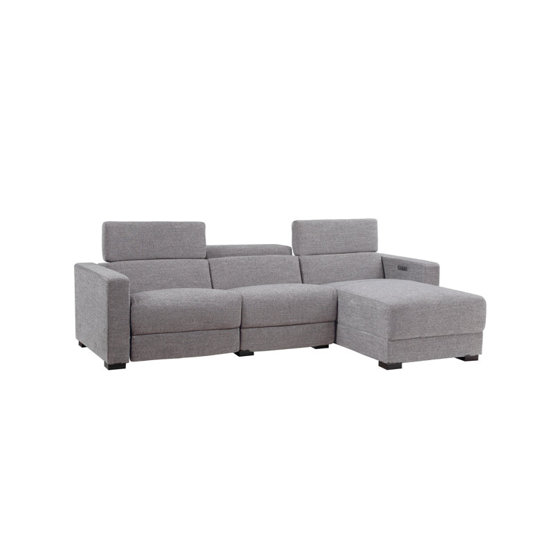 Ammer Upholstered Reclining L-Shaped Sectional Right Hand Facing, Light Gray