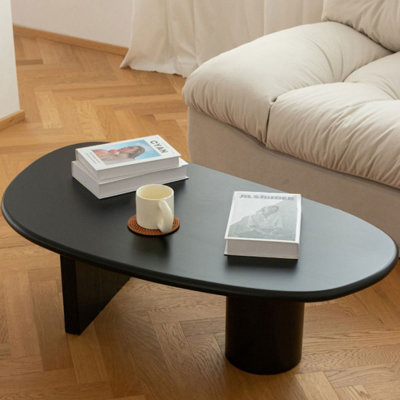 Table basse rétro en bois manufacturé noir
