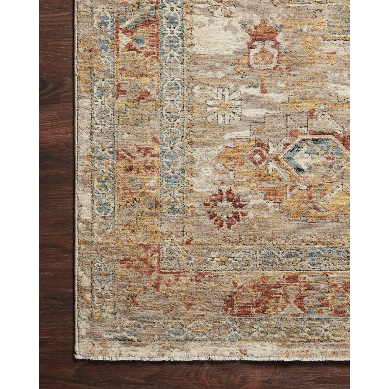 Tapis oriental doré / taupe Brincken, Rectangle 4 pi x 5 pi 7 po