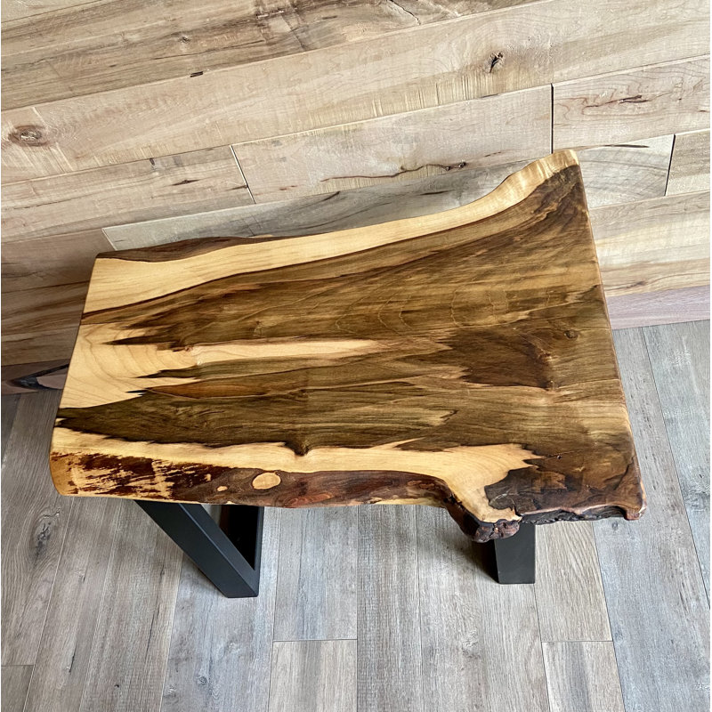 Rustic Live Edge Maple Side Table Handcrafted with Solid Maple Wood