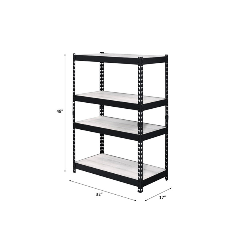 Natural And Black Bookshelf, 4 Tier Rectangular With Metal Frame Adjustable Shelves, Industrial Storage Solution Unit & Shelf, Bookcase Open Decorative Shelf