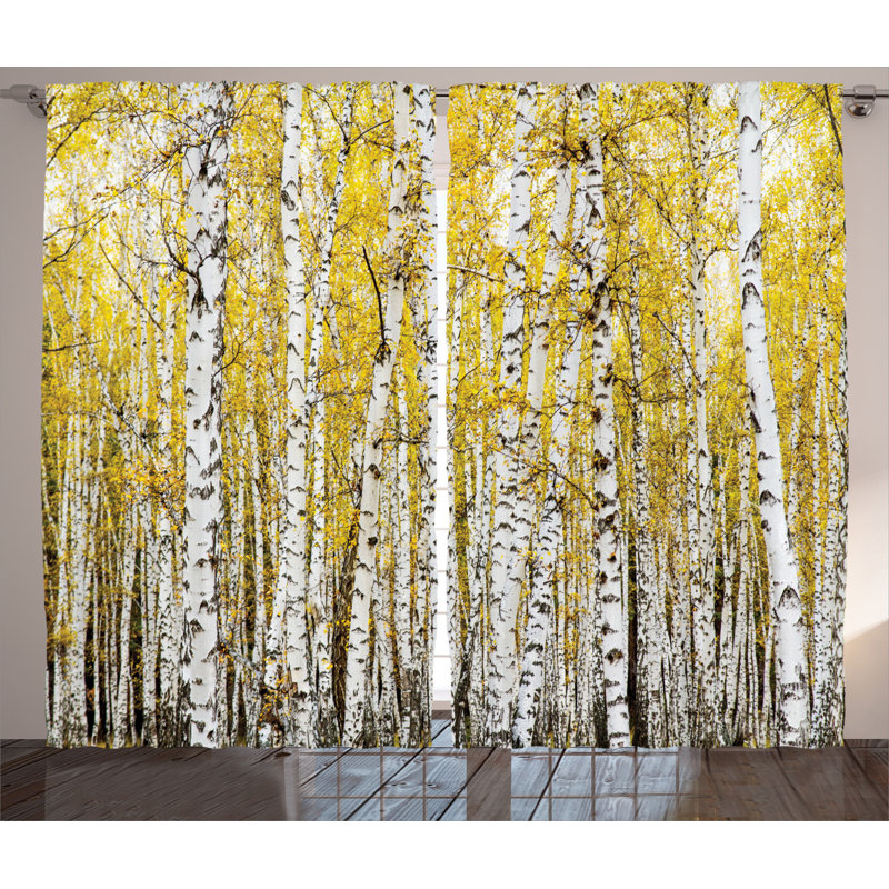 Forest Floral Semi-Sheer Rod Pocket Curtain Panels, 54" W x 63" L