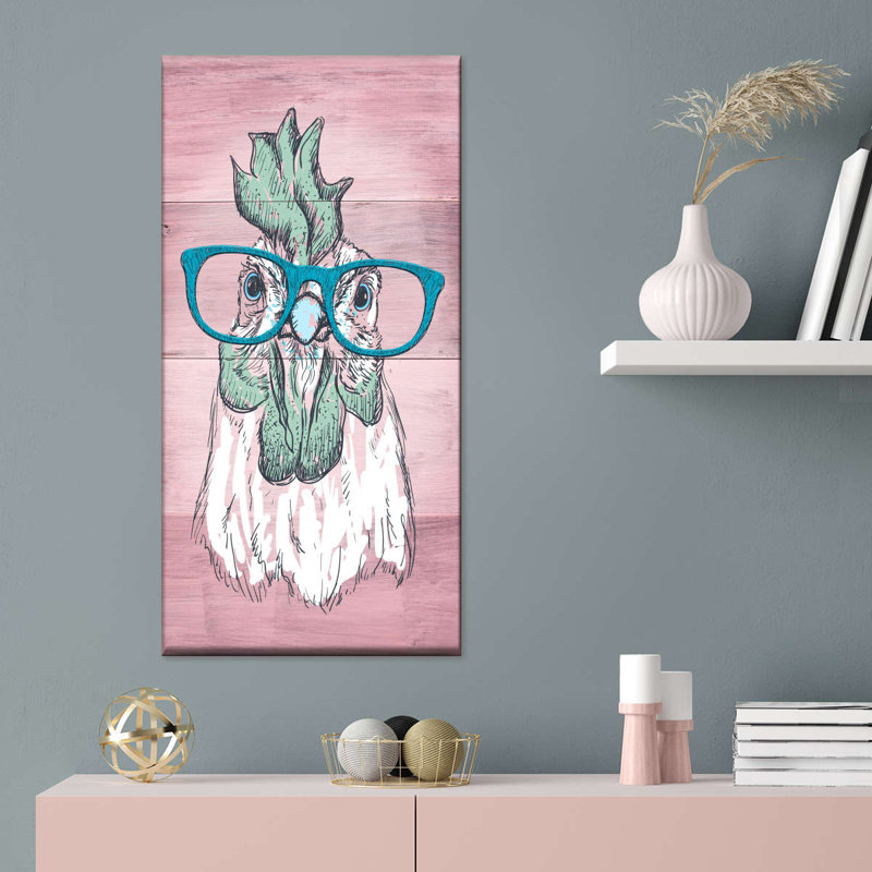 «Four Eyed Chicken» sur toile, H 42 po x l 21 po x P 1,25 po