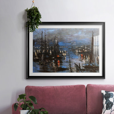 The Port of Le Havre, Night Effect, 1873, reproduction encadrée avec biseauté mat et verre
