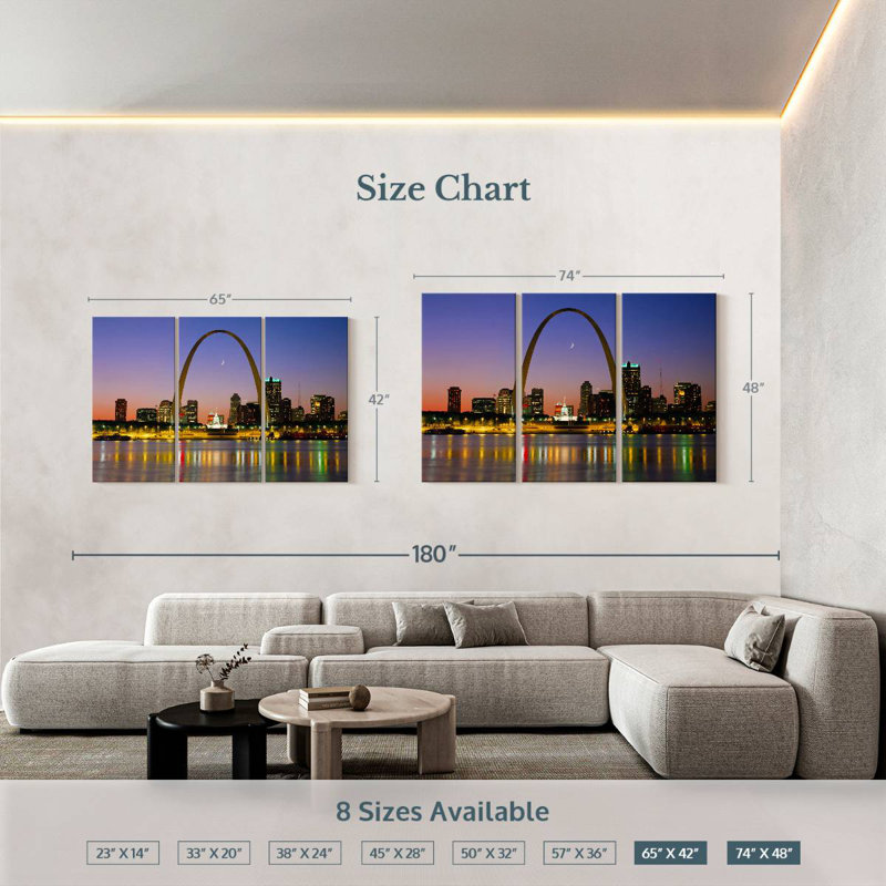 Rorry Gateway Arch At Twilight, 48" H x 74" W