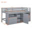 Lit mezzanine simple avec 4 tiroirs, sous l'armoire et les tablettes, gris