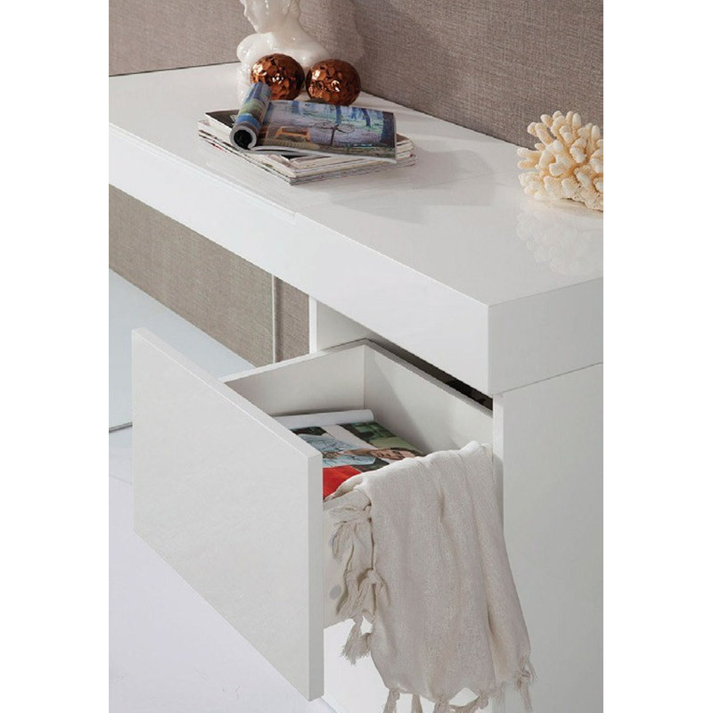 Meuble-lavabo en verre flottant avec miroir Bassima, Blanc