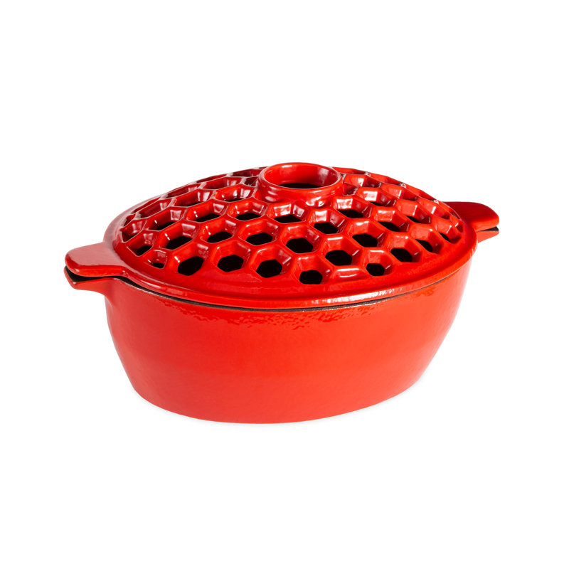 Cuiseur à vapeur en fonte, Rouge, 2,3 pintes