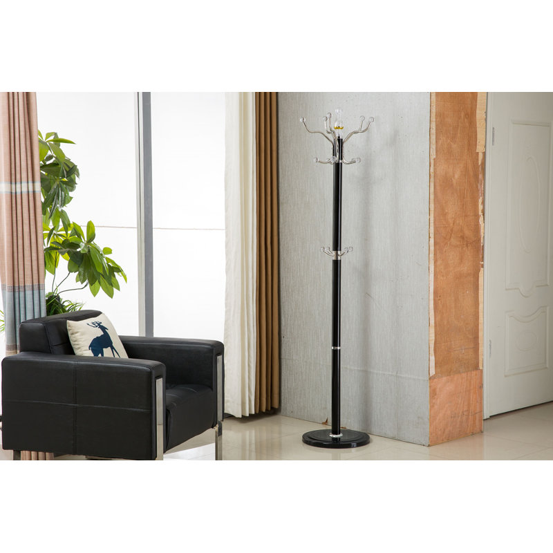Fenstermacher Marble Freestanding Coat Rack, Black