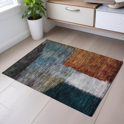 Premium Machine Washable Wayne AMF1100 Squares Rug