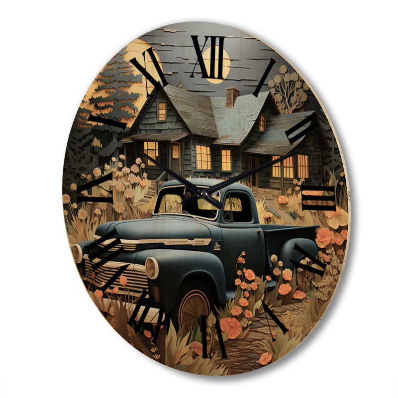 Horloge murale en bois massif Rockmart, Très grand