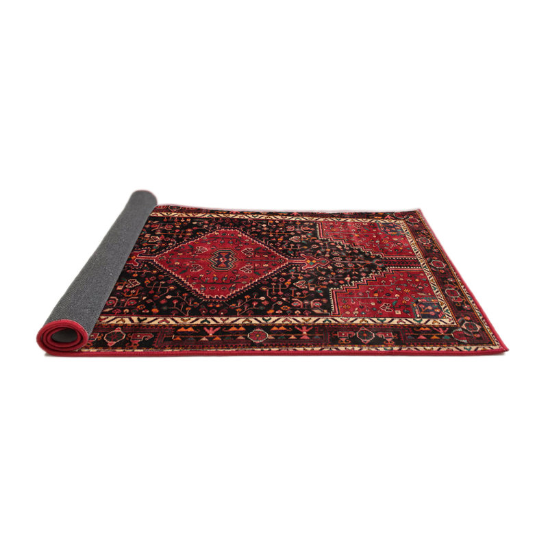 Tapis traditionnel rouge / noir Siipola, Rond 4 pi