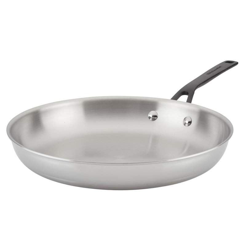 KitchenAid® 5-Ply Clad Stainless Steel Frying Pan, 8.25-Inch, Polished Stainless Steel, 12.25" W, Silver