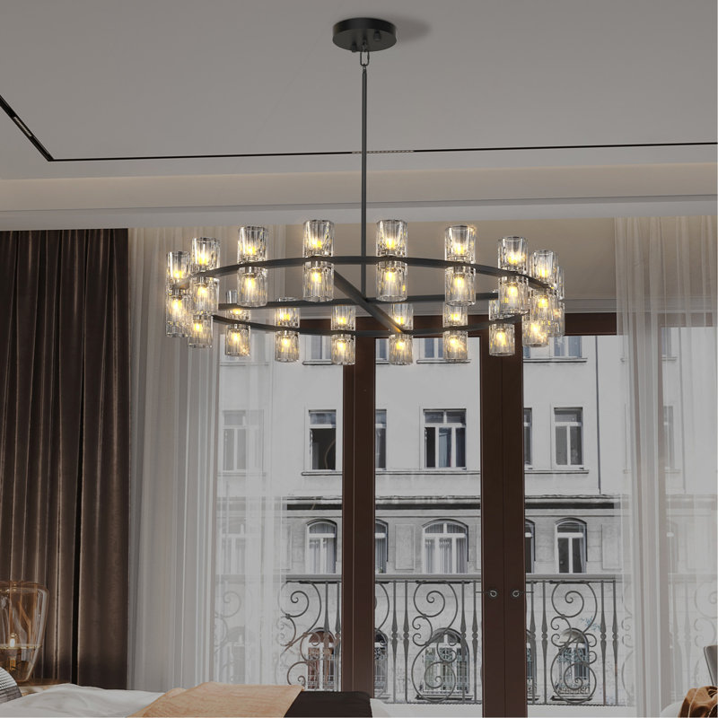 36 Inches Luxury Chandeliers Crystal Living Room Decorative Lights Simple Modern Dining Room LED Lighting,For Home Decor